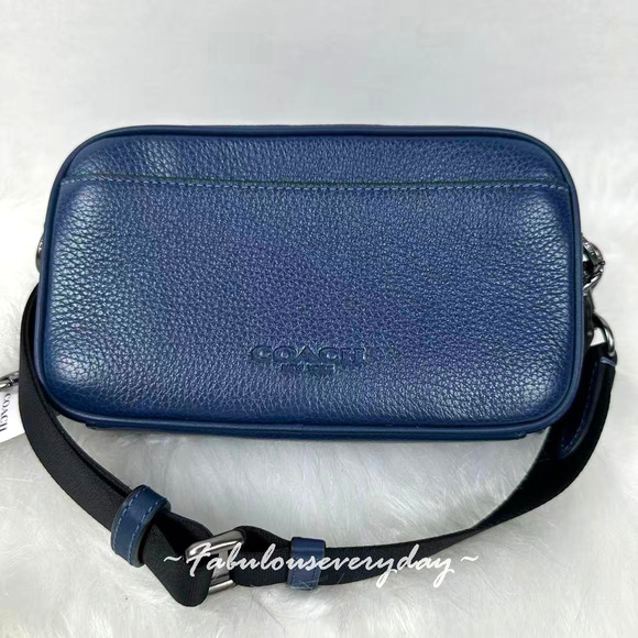 Coach Men's Jayden Crossbody Bag In Leather Deep Blue CR179 NWT - Picture 1 of 9